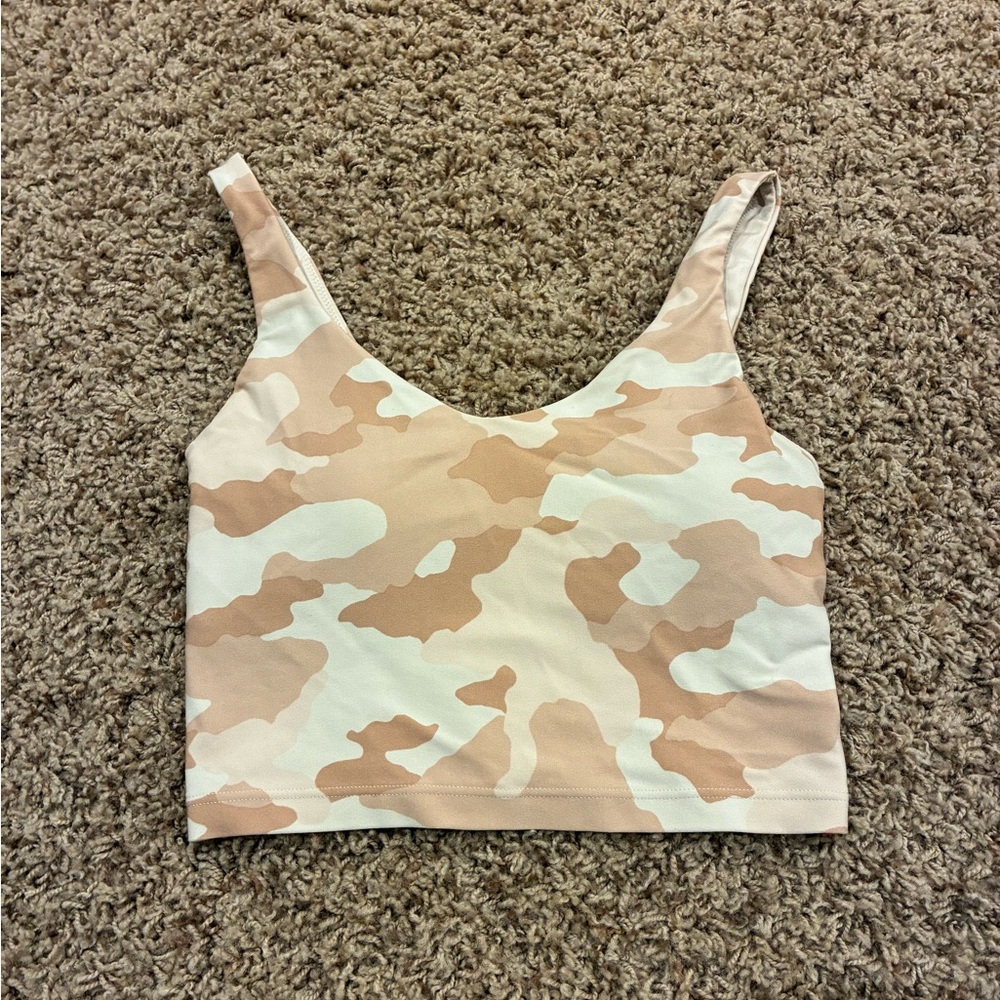 Aerie Offline Women’s Beige Camo Scoop Neck Crop Tank Top
